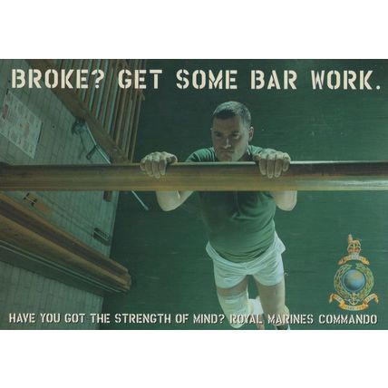 Royal Marines Commando Strongman Arm Bars Recruitment Postcard