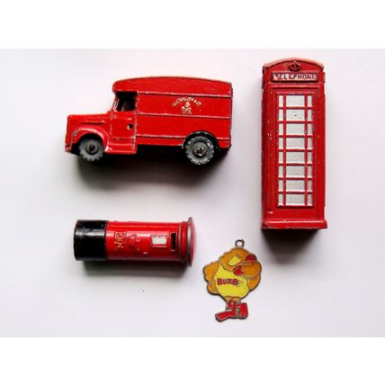 GPO Pillar Box K4 Kiosk Delivery Van Models & A Very Rare Busby Enamel Pendant