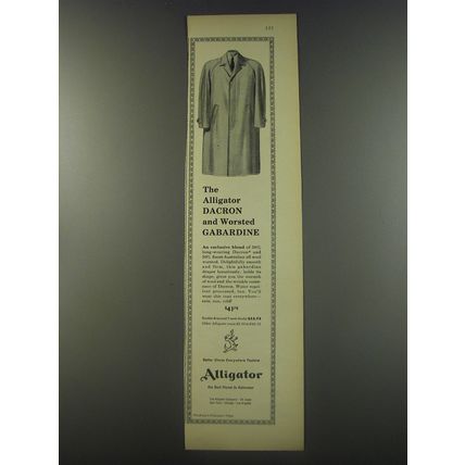 1956 Alligator Dacron and Worsted Gabardine Coat Advertisement