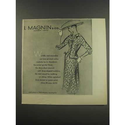 1956 I. Magnin & Co. Dress by A. Goodman Advertisement - Worldly and wearable