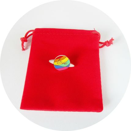 Enamelled Pin Badge Brooch Pride Planet Metal in velvet bag 2.7 cm x 2.1 cm BA44