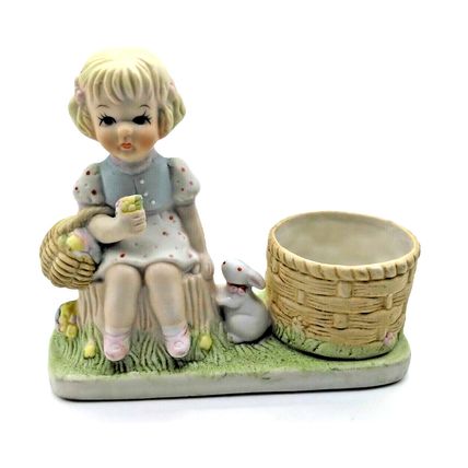 1983 Pastel Pretties Dainty Miss Fine Bisque Porcelain Candleholder - Vintage!