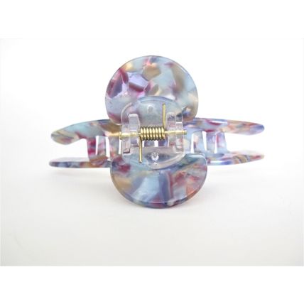 Blue and mixed color marbled design hair claw clip for fine, thin hair