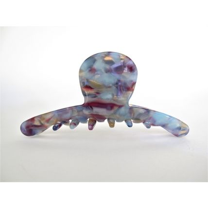 Blue and mixed color marbled design hair claw clip for fine, thin hair