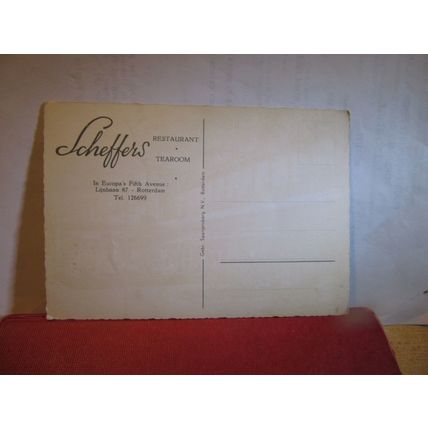 SCHEFFERS RESTAURANT, ROTTERDAM, HOLLAND unused vintage postcard 1960's =