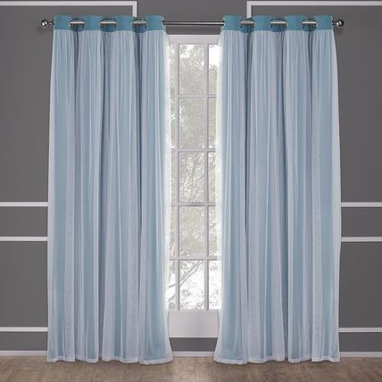 Exclusive Home Catarina Blackout Curtain + Sheer Grommet Pair-52"x108"-TURQUOISE