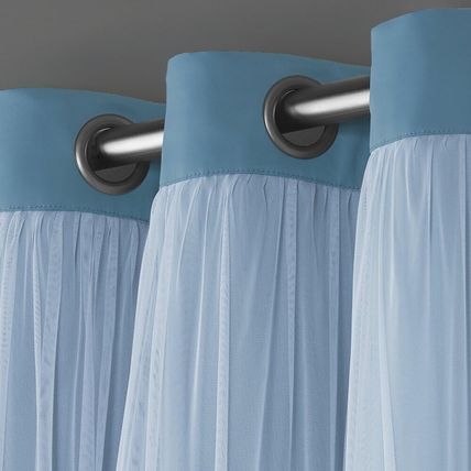 Exclusive Home Catarina Blackout Curtain + Sheer Grommet Pair-52"x108"-TURQUOISE