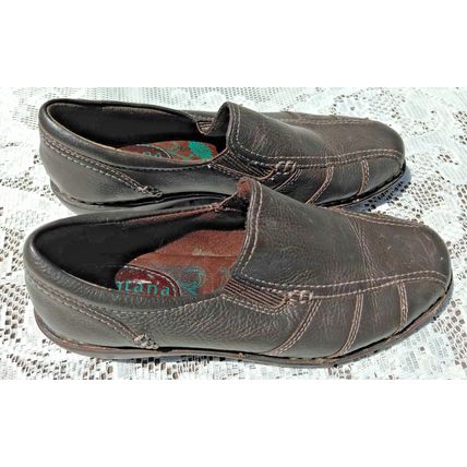 Montana Artisan Crafted Womens Flat Shoes Brown 6.5 Leather Round Toe Slip On
