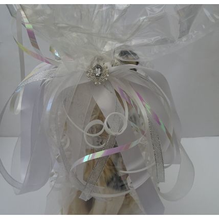 Toy Grey Wolf, not gift wrapped, with engraved tag, gift wrapped with tag
