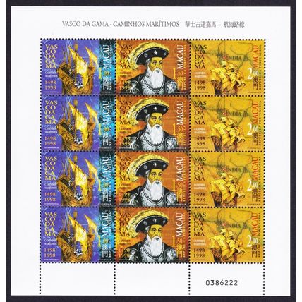 Macao Macau Vasco da Gama 1498 Sheetlet of 4 strips 1998 MNH SG#1044-1046
