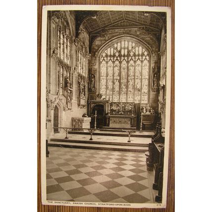 1955 postcard Sanctuary Parish Church Stratford on Avon