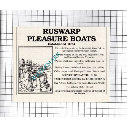 Ruswarp Pleasure Boats North Yorkshire - 1990 Advert