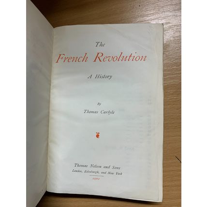 1902 "THE FRENCH REVOLUTION A HISTORY" THOMAS CARLYLE ANTIQUE LEATHER BOOK (P3)