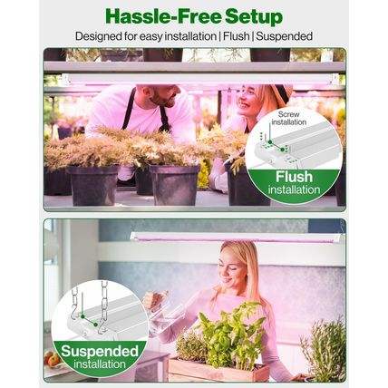 Sunco 4FT LED Grow Light for Indoor Plants 40W, Full Spectrum, Hanging Suspended