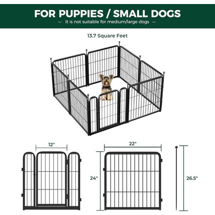 FXW Rollick Dog Playpen for Yard, RV Camping, 24 Inch 8 Panels for Puppy and Sma