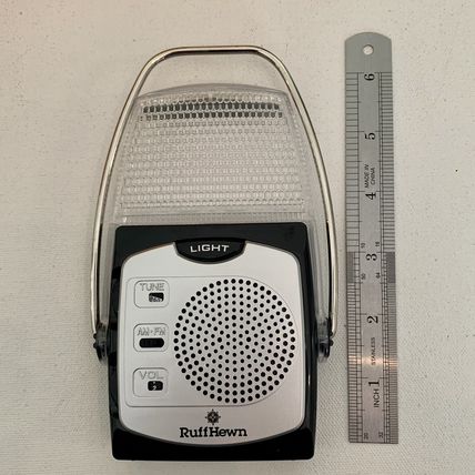 LED Lantern Radio AM/FM W Flashlight Chrome Plated AAA Batteries Brand New Black
