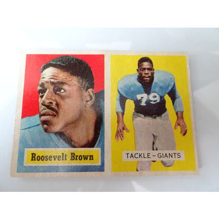1957 Topps Football Card # 011 Roosevelt Brown Very Good (3) New York Giants
