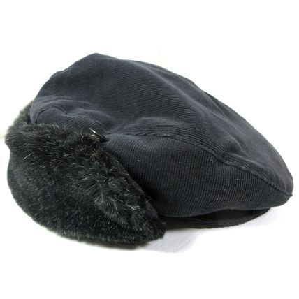 San Diego Hat Company Winter Faux Fur Cabbie Newsboy Hat w/ Ear Flaps Black