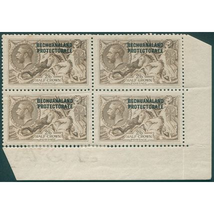Bechuanaland 1916 2s.6d. pale brown SG85 unused block x4