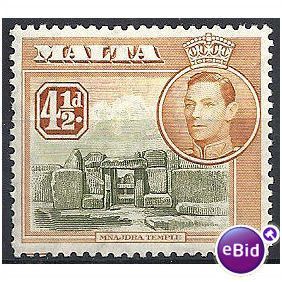 Malta 1938 SG224 4 1/2d Olive-Green & Yellow-Purple Mounted Mint.. .