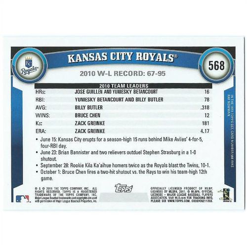 2011 Topps - #568 - Kansas City Royals