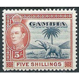 Gambia 1938 SG160 5/- Black & Vermillion Mounted MInt ... .