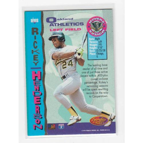 1994 Sportflics Movers Rickey Henderson baseball card #MM8 –HOF- Athletics