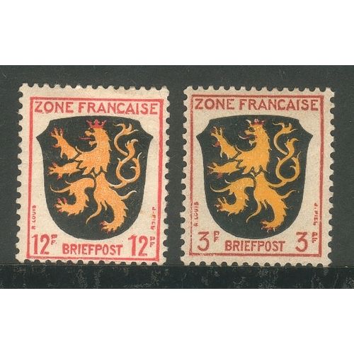 Germany 1945 - SG F2 - F6 - French Zone - 3pf &12pf Rhineland Arms - unused