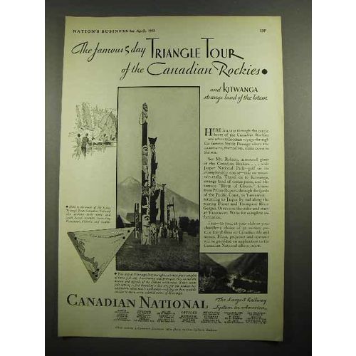 1931 Canadian National Railroad Ad, Kitwanga Totem Pole