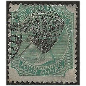 India 1865 SG64 4a Green Good/Fine Used . ..