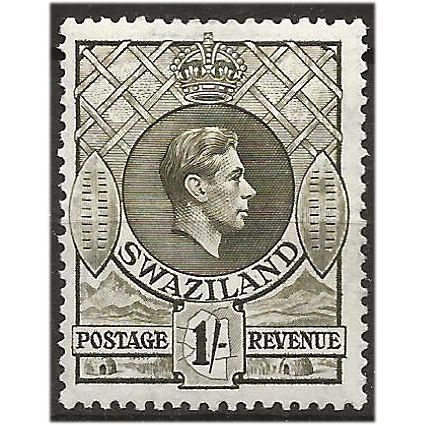 Swaziland 1938 SG35 1/- Brown-Olive Perf 13.5x13 Mounted Mint .. ...