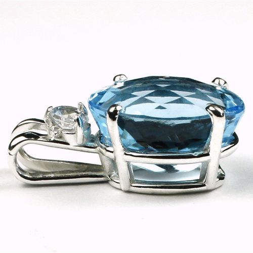 Swiss Blue Topaz, 925 Sterling Silver Pendant, SP019