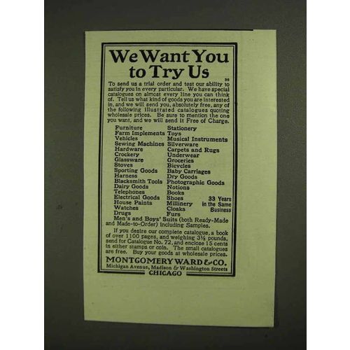1903 Montgomery-Ward Department Store Ad - Try Us