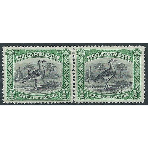 South West Africa 1931 SG74 1/2d Black & Green PAIR Light Mounted Mint . ..