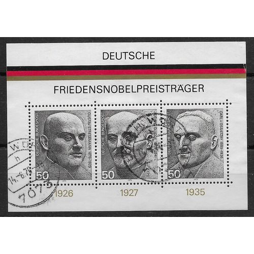 GER 1975 'GERMAN NOBEL PEACE PRIZE WINNERS' M/S FINE USED (EBID60-745XL)