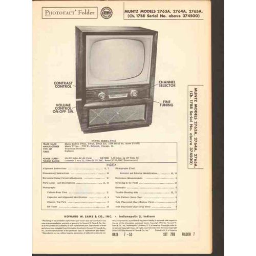 MUNTZ model 2763A 2764A 2765A TV television Sams Photofact manual