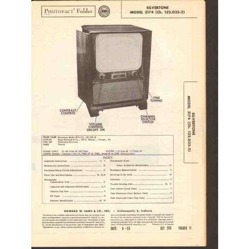 SILVERTONE model 3174 TV television receiver Sams Photofact manual