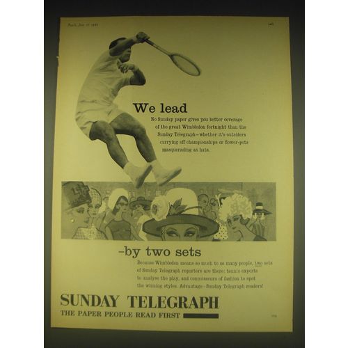 1962 The Sunday Telegraph Newspaper Ad - We lead - by two sets