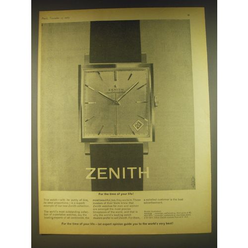 1963 Zenith Model Ref.666 Watch Ad - For the time of your life