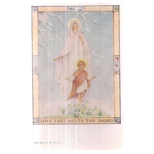 LOVE MELTS THE SNOWS after Margaret W. Tarrant unused postcard Medici society =
