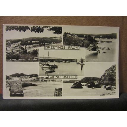 multiview, SAUNDERSFOOT, PEMBROKESHIR, WALES used vintage postcard by F. Frith =