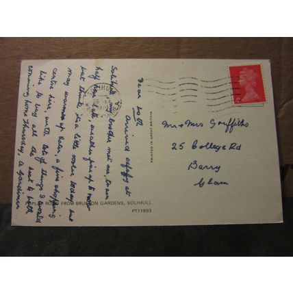 POPLAR ROAD, SOLIHULL, WARWICKSHIRE used postcard 1970 pm =