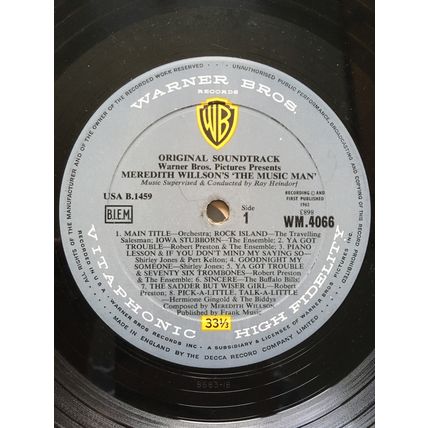 THE MUSIC MAN - ORIGINAL SOUNDTRACK (UK VINYL LP, 1962)