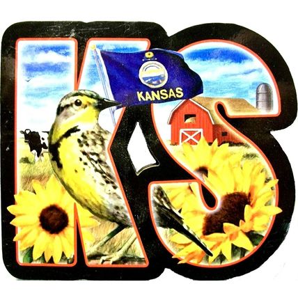 Kansas The Sunflower State Artwood Initial Fridge Magnet
