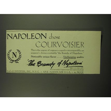 1949 Courvoisier Cognac Advertisement - Napoleon chose Courvoisier