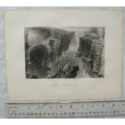 c1842 engraving Puffiing Hole near Kilkee, Ireland
