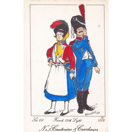 French 15th Light Regiment Carabinier Napoleonic War Soldier 1809 PB Postcard