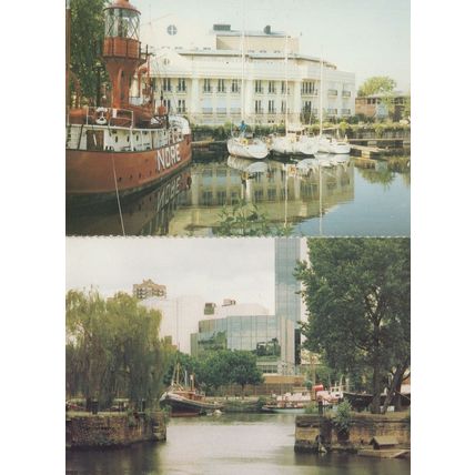 Boats at St Katherine Tower London Thames River 2x Postcard s