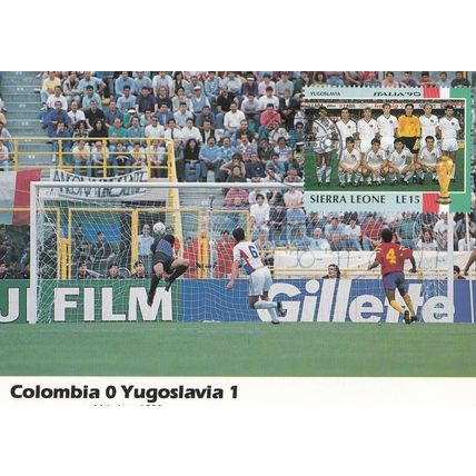 Columbia 0 Yugoslavia 1 World Cup 1990 Limited Edition Stamp Postcard