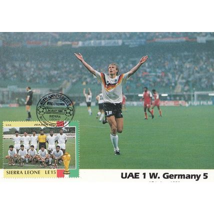 UEA United Arab Emirates 1 West Germany 5 World Cup 1990 Limited Edition Stamp P